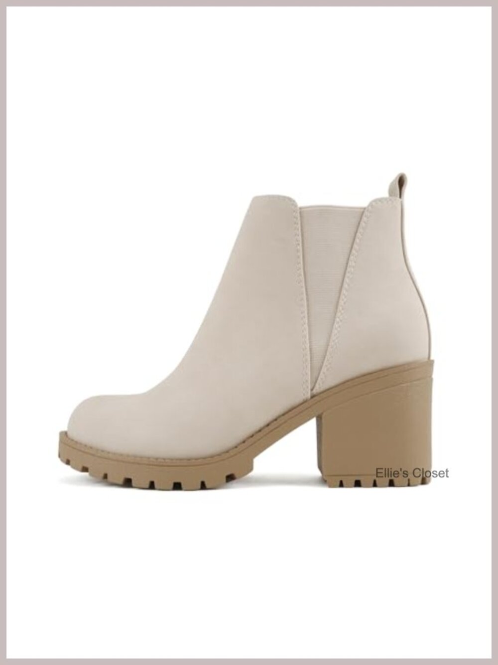 Women's Ankle Bootie Log Sole Block Heel Chelsea Slip-On